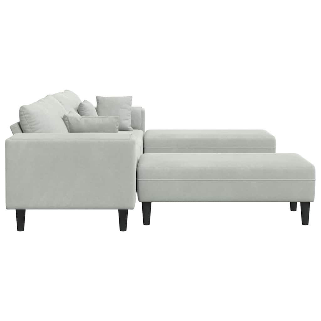 Velvet Sofa with Cushion 3 pcs Light Grey 208 cm Velvet